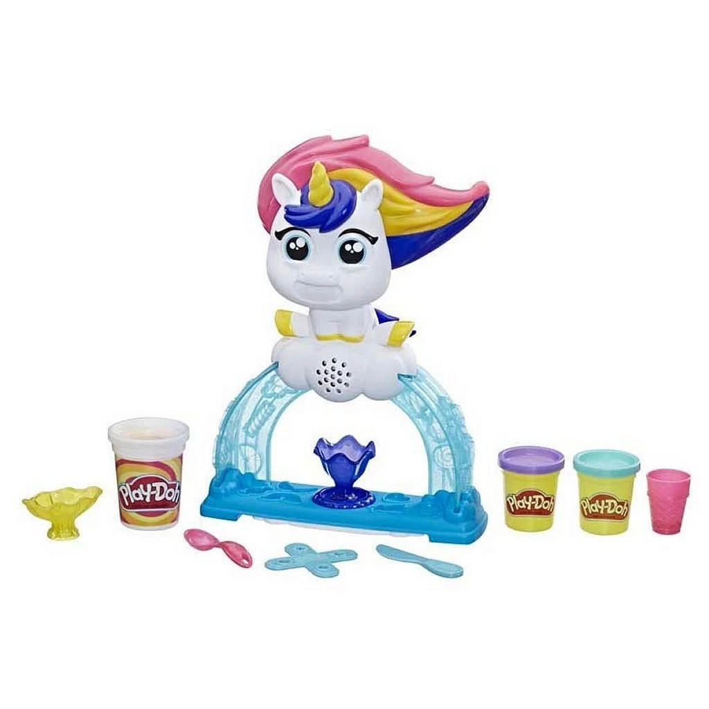 Hasbro Play-Doh Drollendraaiende IJseenhoorn Met 3 Potjes Klei 3 Hasbro Play-Doh Drollendraaiende IJseenhoorn Met 3 Potjes Klei